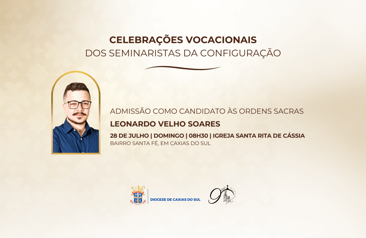 Foto de capa da notícia Seminarista Leonardo Velho Soares será admitido como candidato às ordens sacras no dia 28 de julho