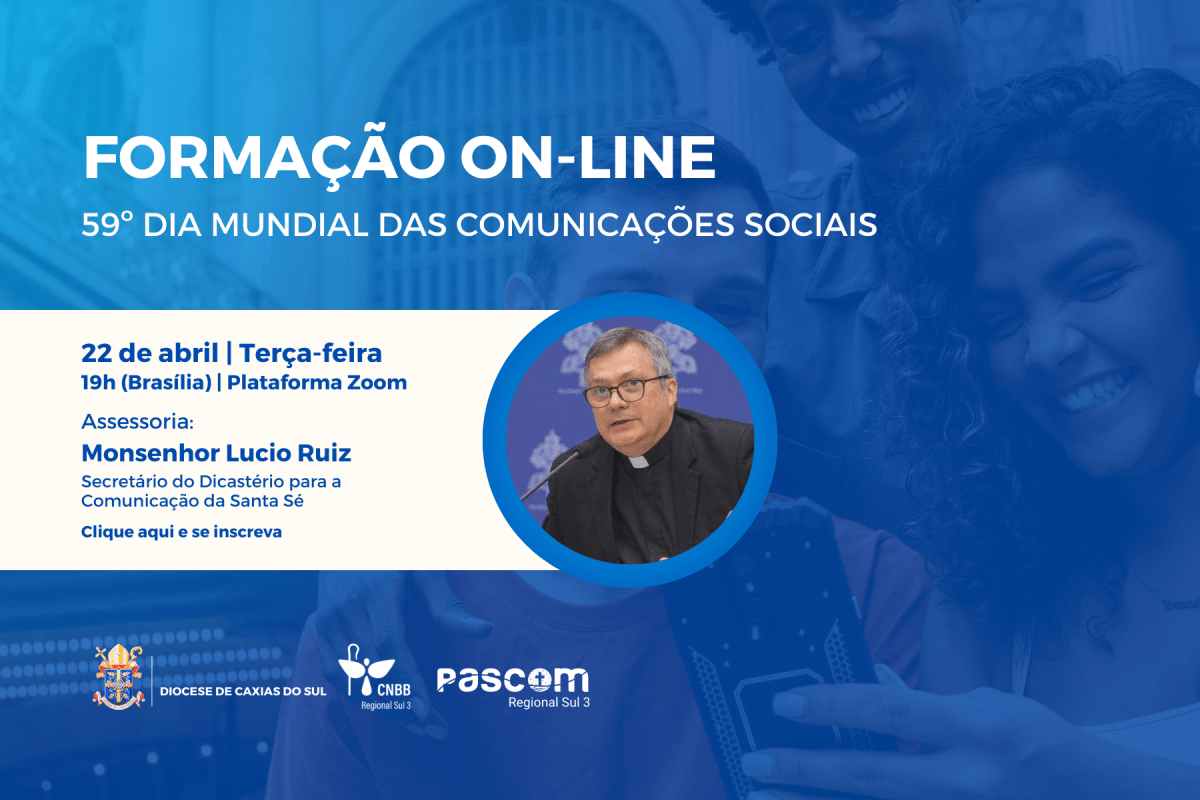 Diocese de Caxias do Sul e Pascom do Regional Sul 3 da CNBB preparam formação virtual com o secretário do Dicastério para a Comunicação da Santa Sé