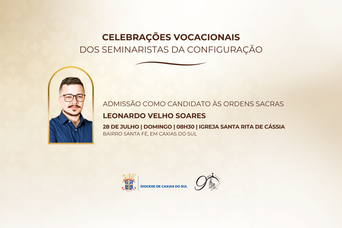 Seminarista Leonardo Velho Soares será admitido como candidato às ordens sacras no dia 28 de julho