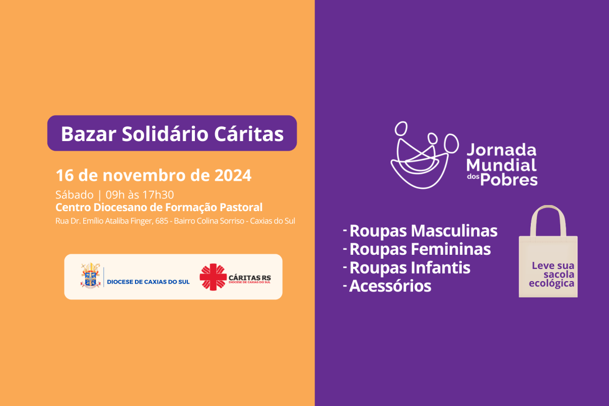 Diocese de Caxias do Sul realiza primeira edição do Bazar Solidário Cáritas no dia 16 de novembro