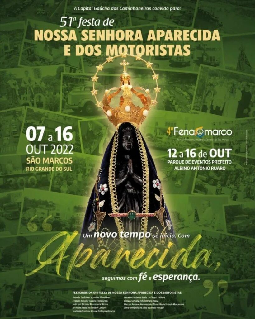 Lançado o cartaz da 51ª Festa de Nossa Senhora Aparecida e dos Motoristas, em São Marcos
