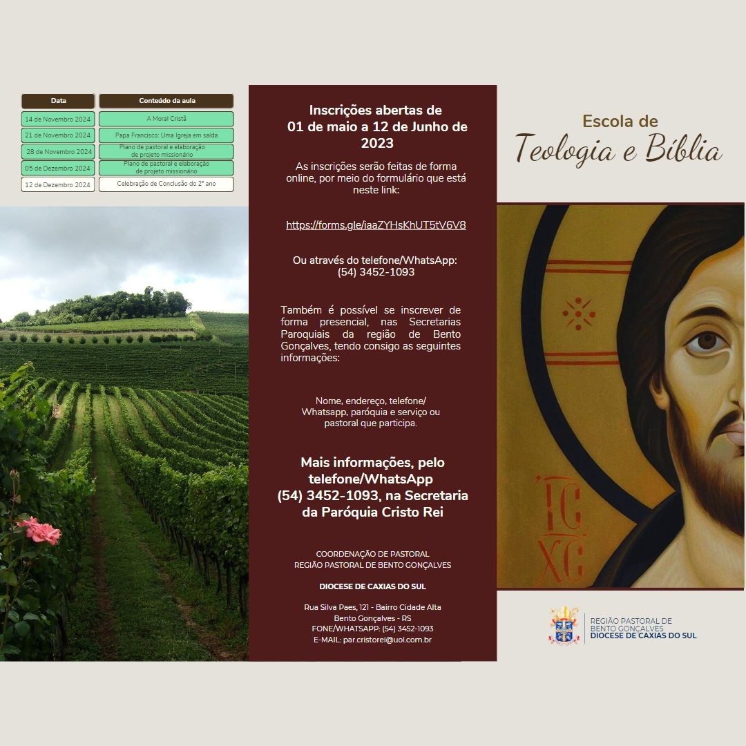 Abertas as inscrições para a Escola de Teologia e Bíblia da Região Pastoral de Bento Gonçalves