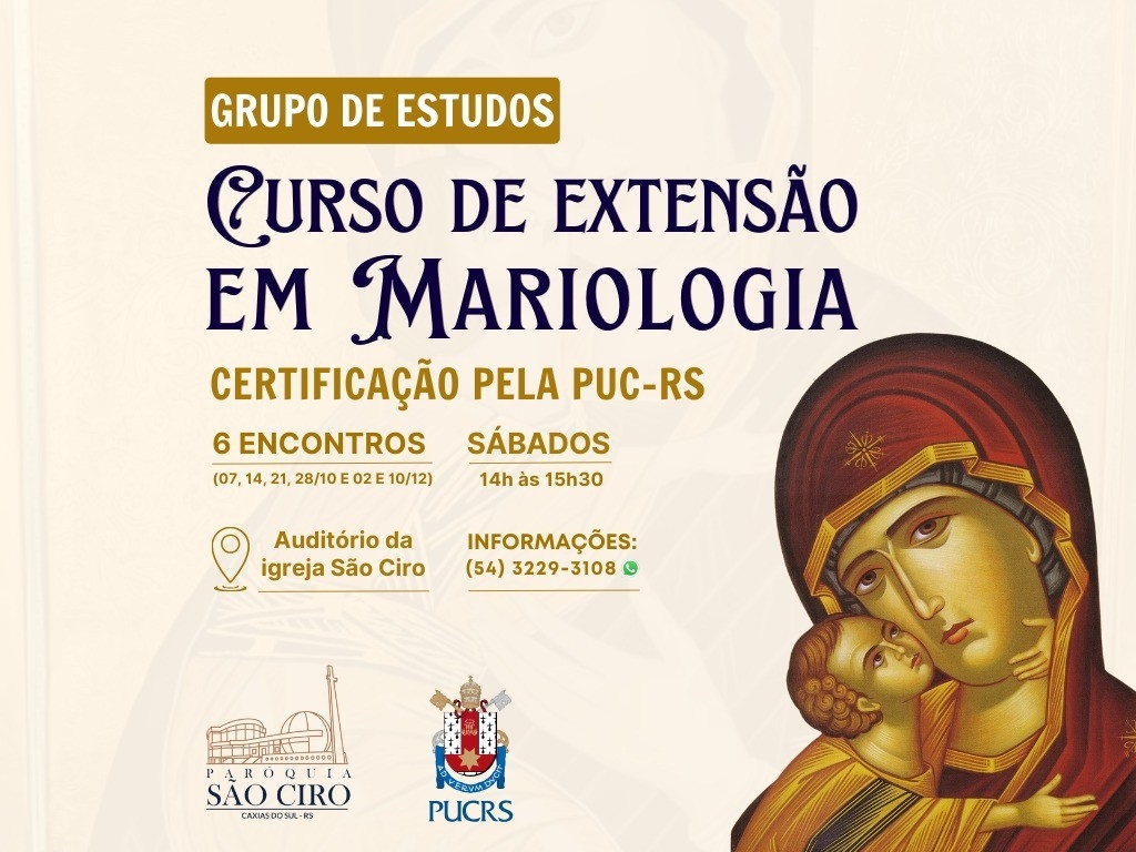 Paróquia São Ciro de Caxias do Sul promove curso de Mariologia, com certificação de extensão pela PUCRS