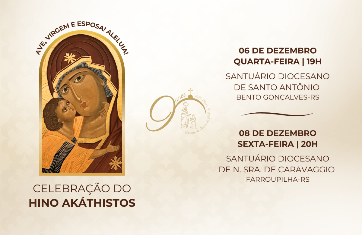 Foto de capa da notícia Santuários de Caravaggio, em Farroupilha, e Santo Antônio, em Bento, irão rezar o hino Akáthistos, em honra à Mãe de Deus